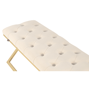 Varcera Gold Bench Çapraz Metal Ayaklı Kapitoneli Model Puf