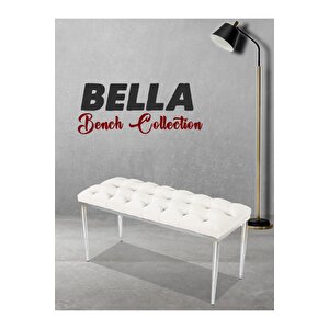 Bella Silver Bench Kapitoneli Chester Model Puf Krem