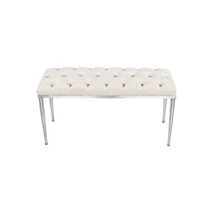 Bella Silver Bench Kapitoneli Chester Model Puf Krem
