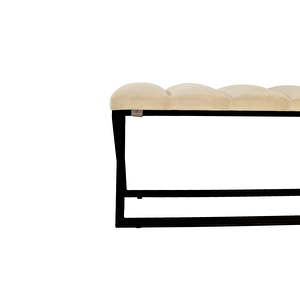 Varcera Sliced Puf - Siyah Çapraz Metal Ayaklı, Dilimli Model Bench Puf