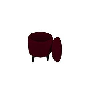 Rio Retro Ayaklı Sandıklı Silindir Dekoratif Puf - Bordo