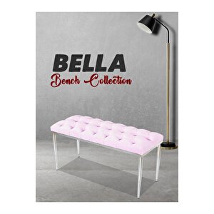 Bella Silver Bench Kapitoneli Chester Model Puf Pembe