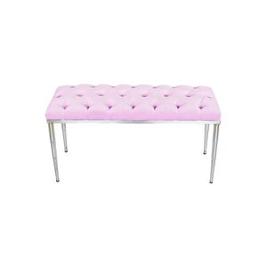 Bella Silver Bench Kapitoneli Chester Model Puf Pembe