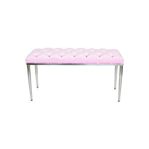 Bella Silver Bench Kapitoneli Chester Model Puf