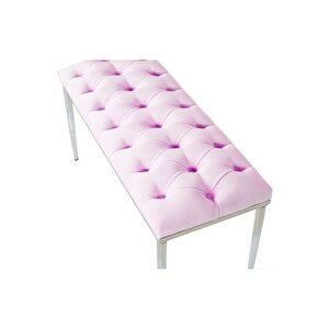 Bella Silver Bench Kapitoneli Chester Model Puf