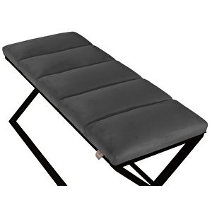 Varcera Sliced Puf - Siyah Çapraz Metal Ayaklı, Dilimli Model Bench Puf