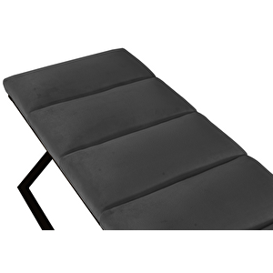 Varcera Sliced Puf - Siyah Çapraz Metal Ayaklı, Dilimli Model Bench Puf