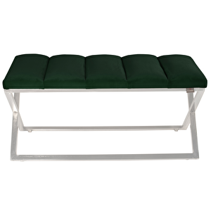 Varcera Silver Sliced Bench Çapraz Metal Ayaklı Dilimli Model Puf Yeşil