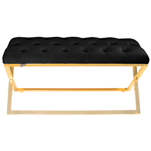 Varcera Gold Bench Çapraz Metal Ayaklı Kapitoneli Model Puf Antrasit