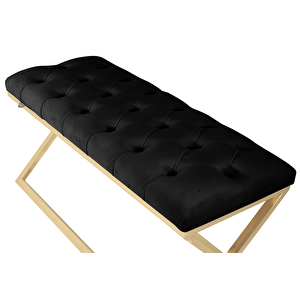 Varcera Gold Bench Çapraz Metal Ayaklı Kapitoneli Model Puf