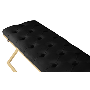 Varcera Gold Bench Çapraz Metal Ayaklı Kapitoneli Model Puf