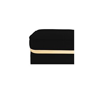 Zengo Gold Twin Line Kare Puf ,dekoratif Makyaj Masası Pufu Siyah