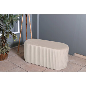 Velluto Lungo Lounge Puf - 90cm Oval Dekoratif Puf Koltuk