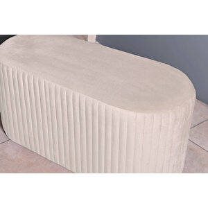 Velluto Lungo Lounge Puf - 90cm Oval Dekoratif Puf Koltuk