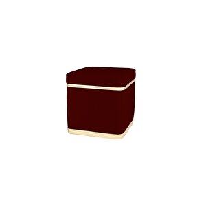 Zengo Gold Twin Line Kare Puf ,dekoratif Makyaj Masası Pufu Bordo