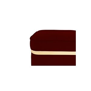 Zengo Gold Twin Line Kare Puf ,dekoratif Makyaj Masası Pufu Bordo