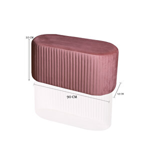Velluto Lungo Lounge Puf - 90cm Oval Dekoratif Puf Koltuk