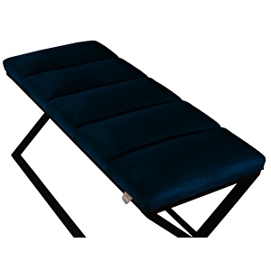 Varcera Sliced Puf - Siyah Çapraz Metal Ayaklı, Dilimli Model Bench Puf