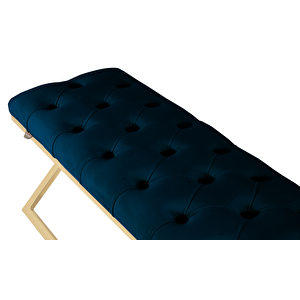 Varcera Gold Bench Çapraz Metal Ayaklı Kapitoneli Model Puf
