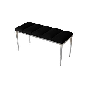 Vesta Silver Bench Luxery Metal Ayaklı Puf Siyah