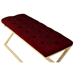 Varcera Gold Bench Çapraz Metal Ayaklı Kapitoneli Model Puf