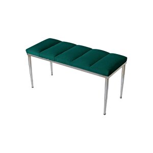 Vesta Silver Bench Luxery Metal Ayaklı Puf Yeşil