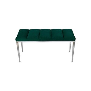 Vesta Silver Bench Luxery Metal Ayaklı Puf Yeşil