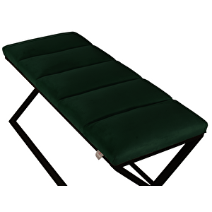 Varcera Sliced Puf - Siyah Çapraz Metal Ayaklı, Dilimli Model Bench Puf