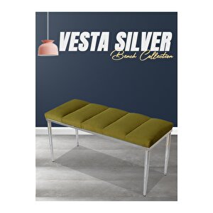 Vesta Silver Bench Luxery Metal Ayaklı Puf Sarı