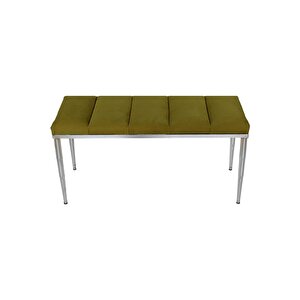 Vesta Silver Bench Luxery Metal Ayaklı Puf Sarı