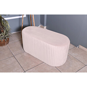 Velluto Lungo Lounge Puf - 90cm Oval Dekoratif Puf Koltuk