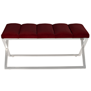 Varcera Silver Sliced Bench Çapraz Metal Ayaklı Dilimli Model Puf Bordo