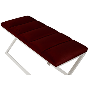 Varcera Silver Sliced Bench Çapraz Metal Ayaklı Dilimli Model Puf