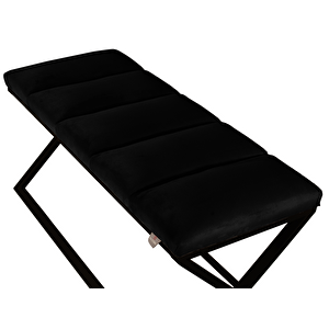 Varcera Sliced Puf - Siyah Çapraz Metal Ayaklı, Dilimli Model Bench Puf