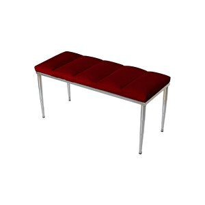 Vesta Silver Bench Luxery Metal Ayaklı Puf Bordo
