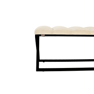 Varcera Sliced Puf - Siyah Çapraz Metal Ayaklı, Dilimli Model Bench Puf