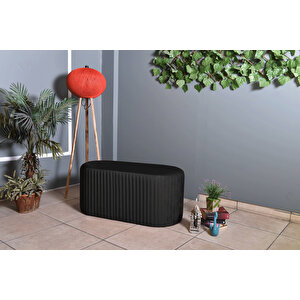Velluto Lungo Lounge Puf - 90cm Oval Dekoratif Puf Koltuk Antrasit
