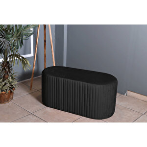 Velluto Lungo Lounge Puf - 90cm Oval Dekoratif Puf Koltuk
