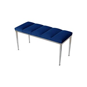 Vesta Silver Bench Luxery Metal Ayaklı Puf Mavi