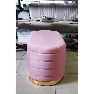 Lungo Long Line Pembe Puf Luxery Gold Kaplama Dekoratif Puf Koltuk