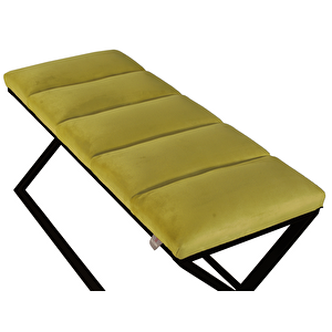 Varcera Sliced Puf - Siyah Çapraz Metal Ayaklı, Dilimli Model Bench Puf