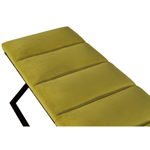 Varcera Sliced Puf - Siyah Çapraz Metal Ayaklı, Dilimli Model Bench Puf