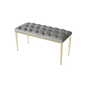 Bella Gold Bench Kapitoneli Chester Model Puf Gri