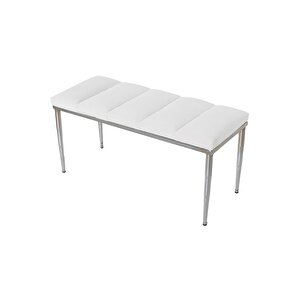 Vesta Silver Bench Luxery Metal Ayaklı Puf Beyaz