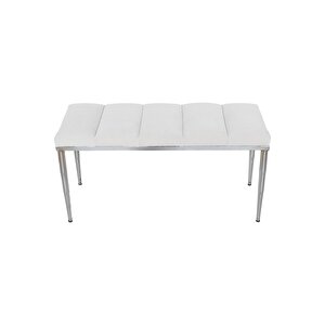 Vesta Silver Bench Luxery Metal Ayaklı Puf Beyaz
