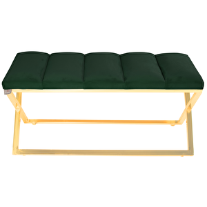 Varcera Gold Sliced Bench Çapraz Metal Ayaklı Dilimli Model Puf Yeşil