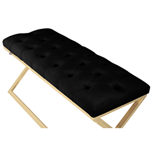 Varcera Gold Bench Çapraz Metal Ayaklı Kapitoneli Model Puf