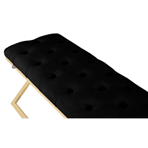 Varcera Gold Bench Çapraz Metal Ayaklı Kapitoneli Model Puf