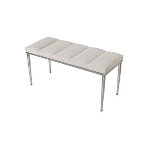Vesta Silver Bench Luxery Metal Ayaklı Puf Krem