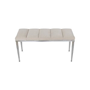Vesta Silver Bench Luxery Metal Ayaklı Puf Krem